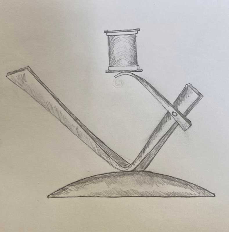 line drawing of a candlestick for the metalsmithing class