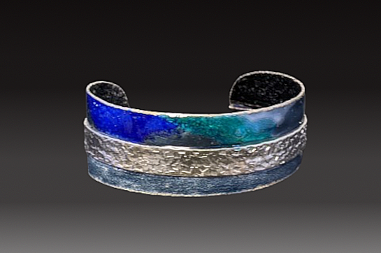 Photo of an enameling fold form bracelet made in the James Carter Studio Jewelry Making Classes.